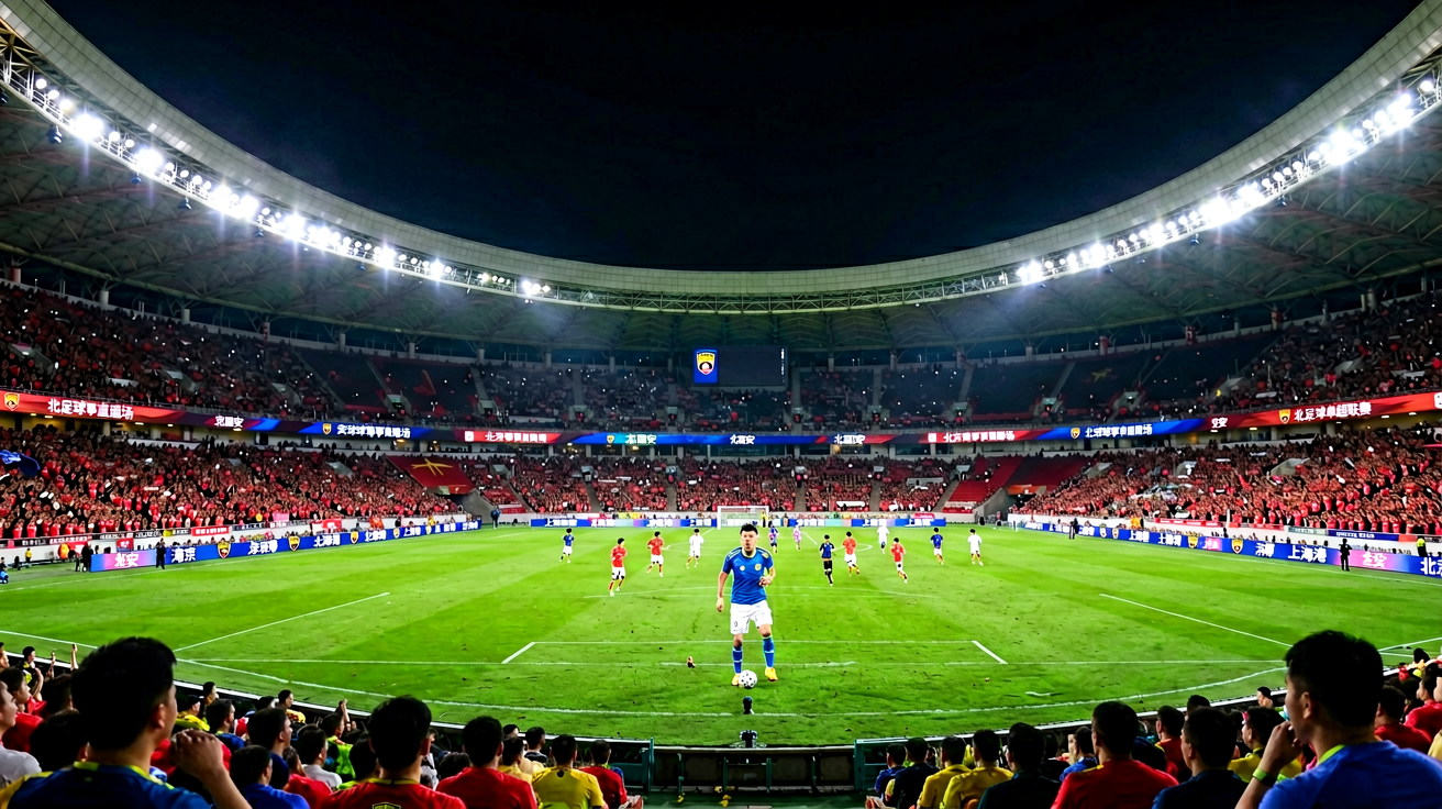 足球 stadium 夜景，专业足球赛事直播现场